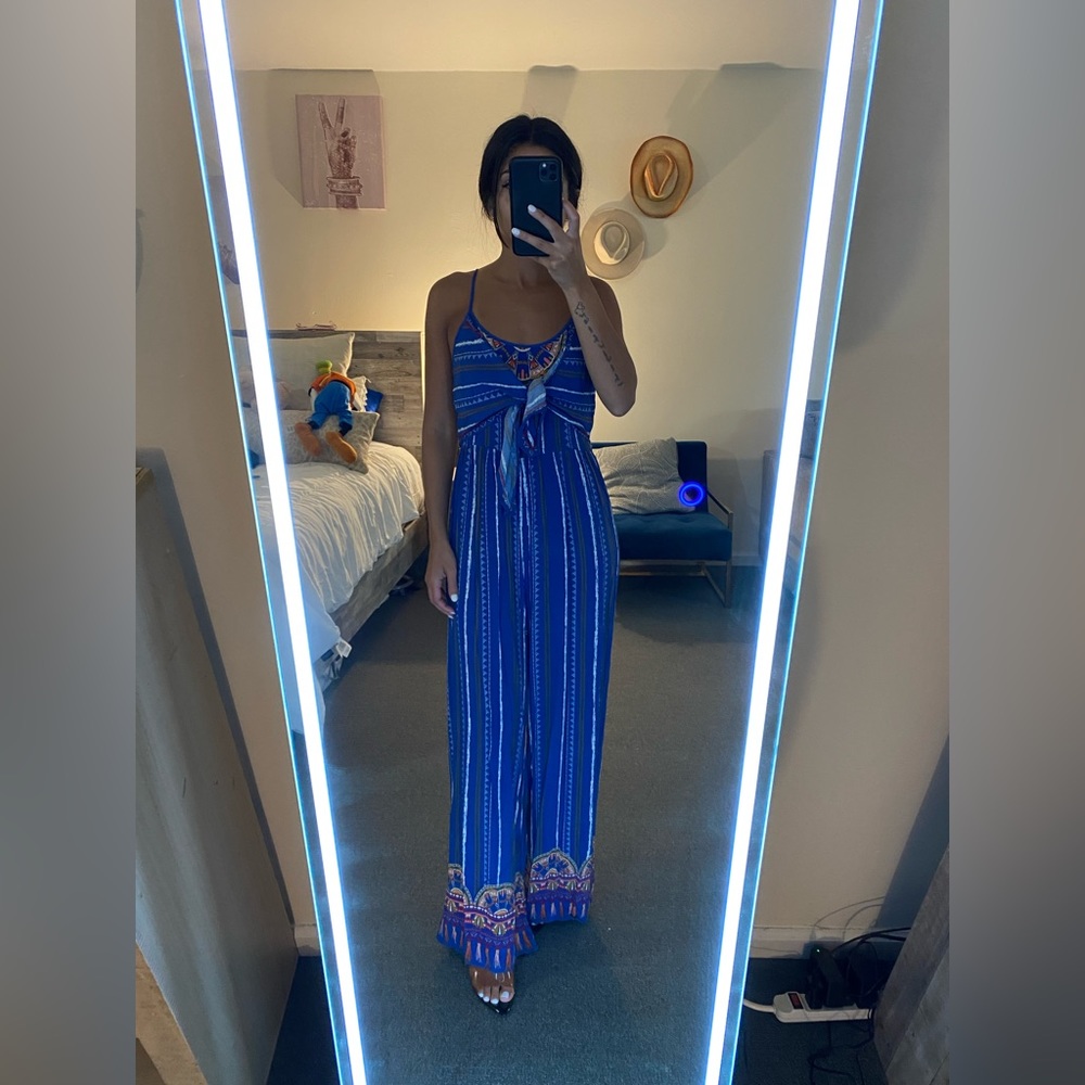 Blue pattern jumpsuit